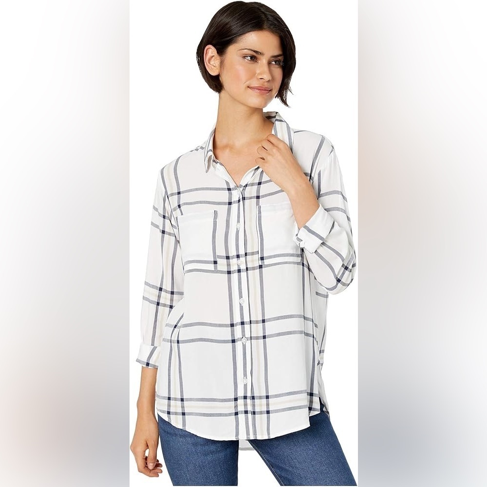 Sanctuary Favorite Boyfriend Shirt Anglino Plaid Size Small